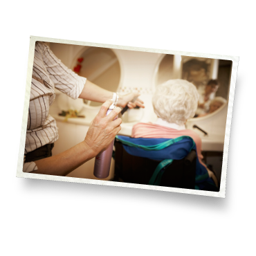 Foto einer Mitbewohnerin im Frisiersalon